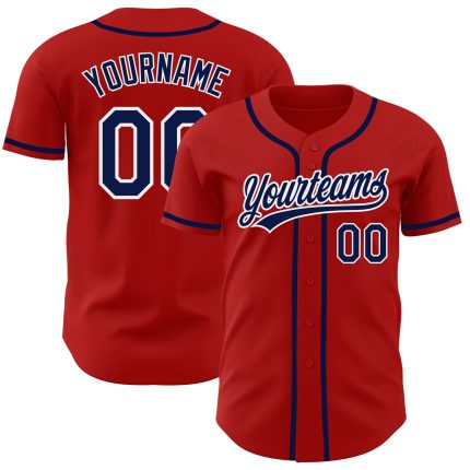 Custom Red Navy White Baseball Jersey - Authentic Style 9041 for Men Custom Red Navy-White Authentic Baseball Jersey Style