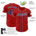 Custom Authentic Baseball Jersey in Red Navy-White Colors Custom Red Navy-White Authentic Baseball Jersey