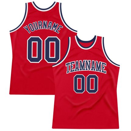 Custom Authentic Throwback Basketball Jersey - Red Navy White Design Custom Red Navy-White Authentic Throwback Basketball