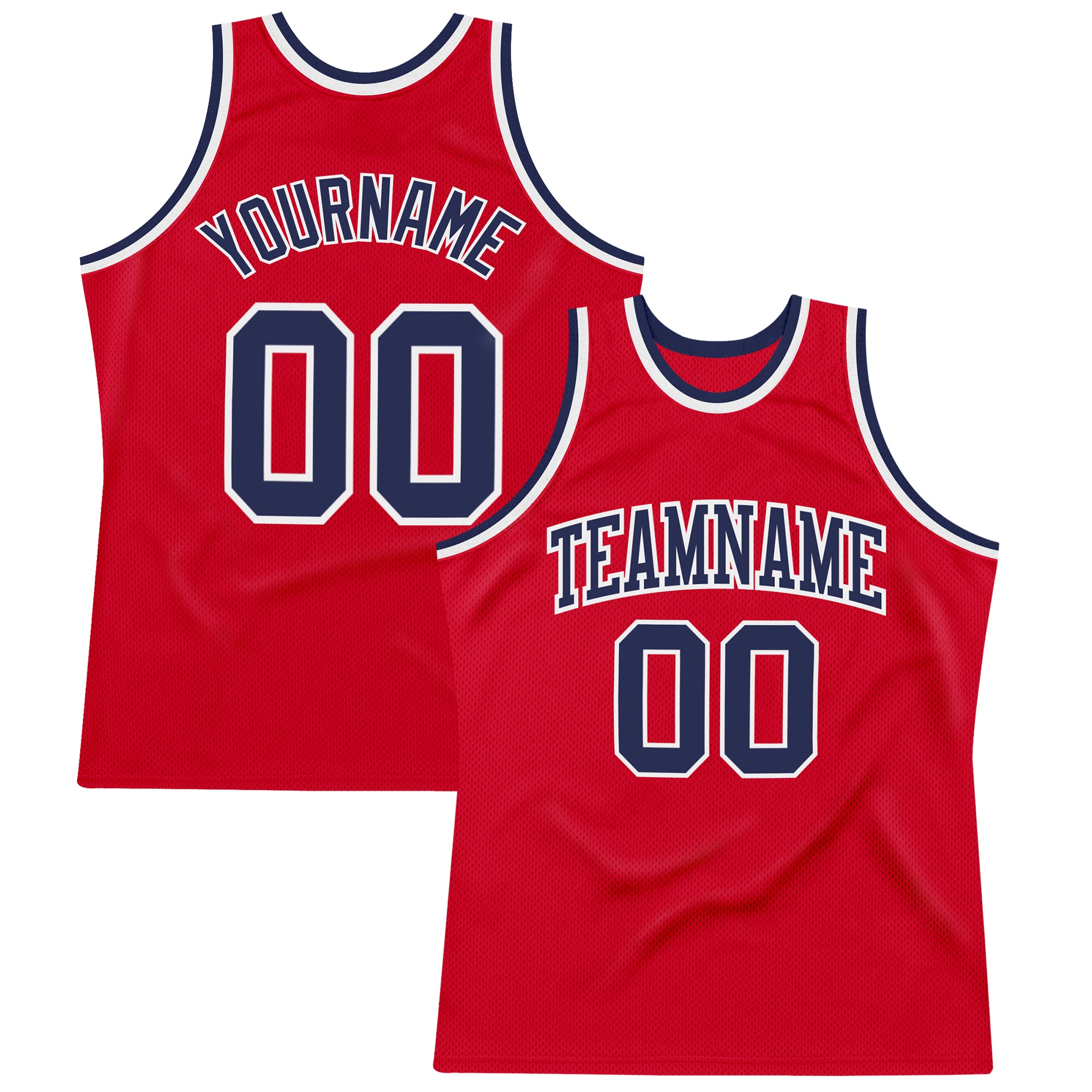 Custom Red Navy-White Authentic Throwback Basketball Jersey Custom Authentic Throwback Basketball Jersey - Red Navy White Design Custom Red Navy-White Authentic Throwback Basketball