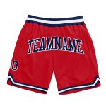 Custom Basketball Shorts - Authentic Red Navy-White Throwback Design Custom Red Navy-White Authentic Throwback Basketball
