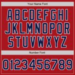 Custom Softball Jersey Unisex Red Navy and White Two-Button Design Custom Red Navy-White Two-Button Unisex Softball Jersey