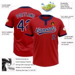 Custom Softball Jersey Unisex Red Navy and White Two-Button Design Custom Red Navy-White Two-Button Unisex Softball Jersey