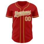 Custom Red Old Gold White Baseball Jersey - Authentic Sports Apparel Custom Red Old Gold-White Authentic Baseball Jersey