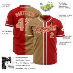 Custom Red Gold White Authentic Fade Baseball Jersey - Fashion Style Custom Red Old Gold-White Authentic Fade Fashion Baseball