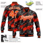 Custom Bomber Jacket Orange Black 3D Pattern Full-Snap Varsity Letterman Custom Red Orange-Black 3D Pattern Design Bomber