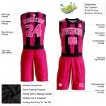 Custom Basketball Jersey Sublimation Suit in Red Pink and Black, Round Neck Design Custom Red Pink-Black Round Neck Sublimation