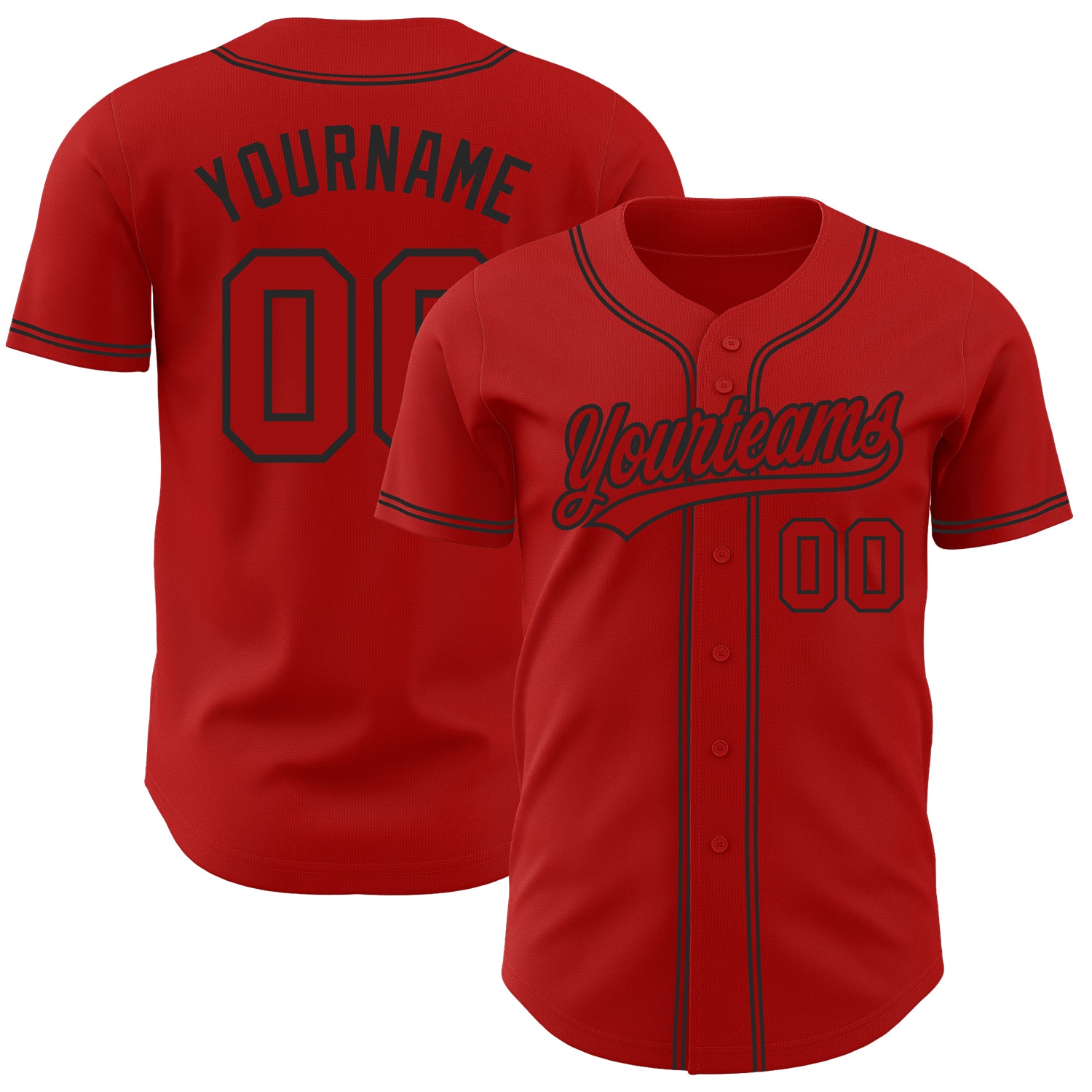Custom Red and Black Authentic Baseball Jersey - Personalized Team Apparel Custom Red Red-Black Authentic Baseball Jersey