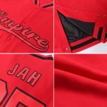 Custom Red Black Bomber Varsity Jacket Full-Snap Letterman Style Custom Red Red-Black Bomber Full-Snap Varsity Letterman