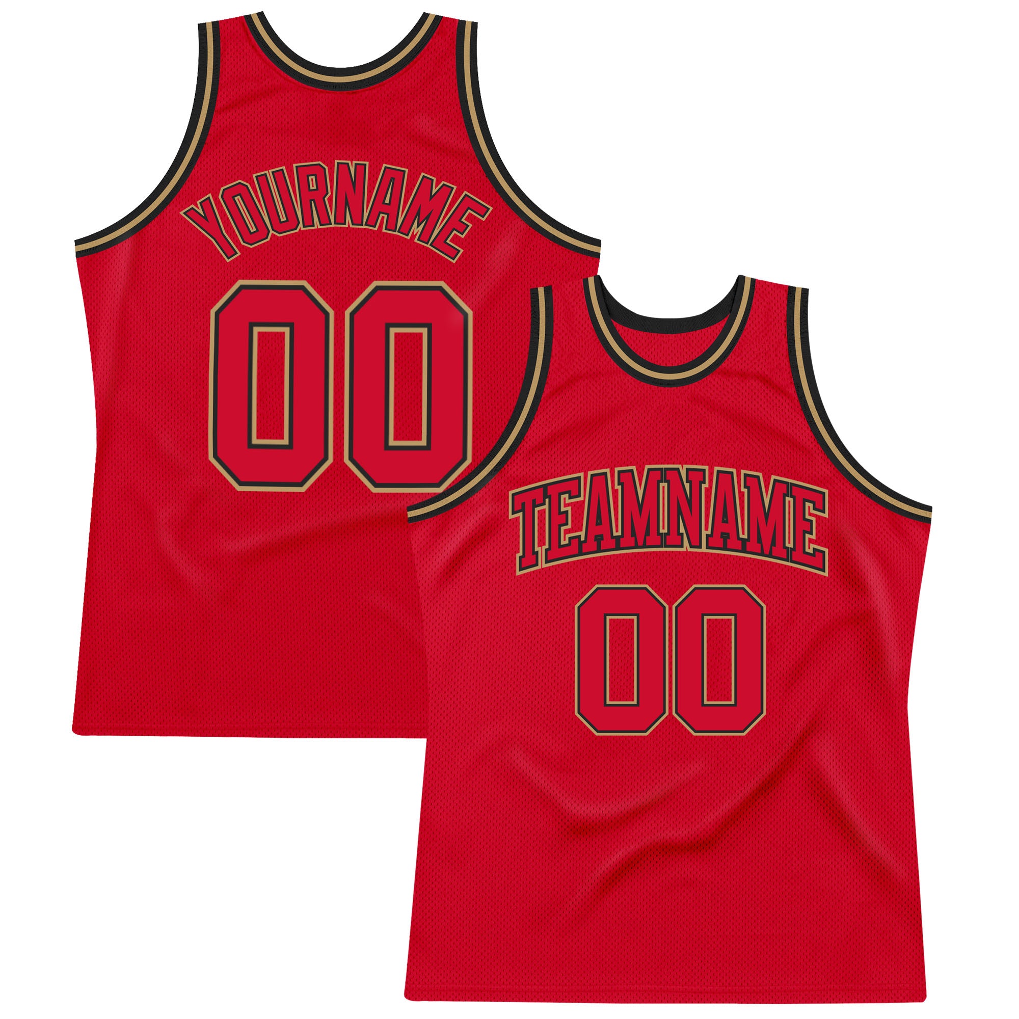 Custom Red Black Gold Authentic Throwback Basketball Jersey for Fans and Collectors Custom Red Red Black-Old Gold Authentic