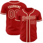 Custom Red Cream Baseball Jersey - Authentic MLB Style Sports Apparel Custom Red Red-Cream Authentic Baseball Jersey