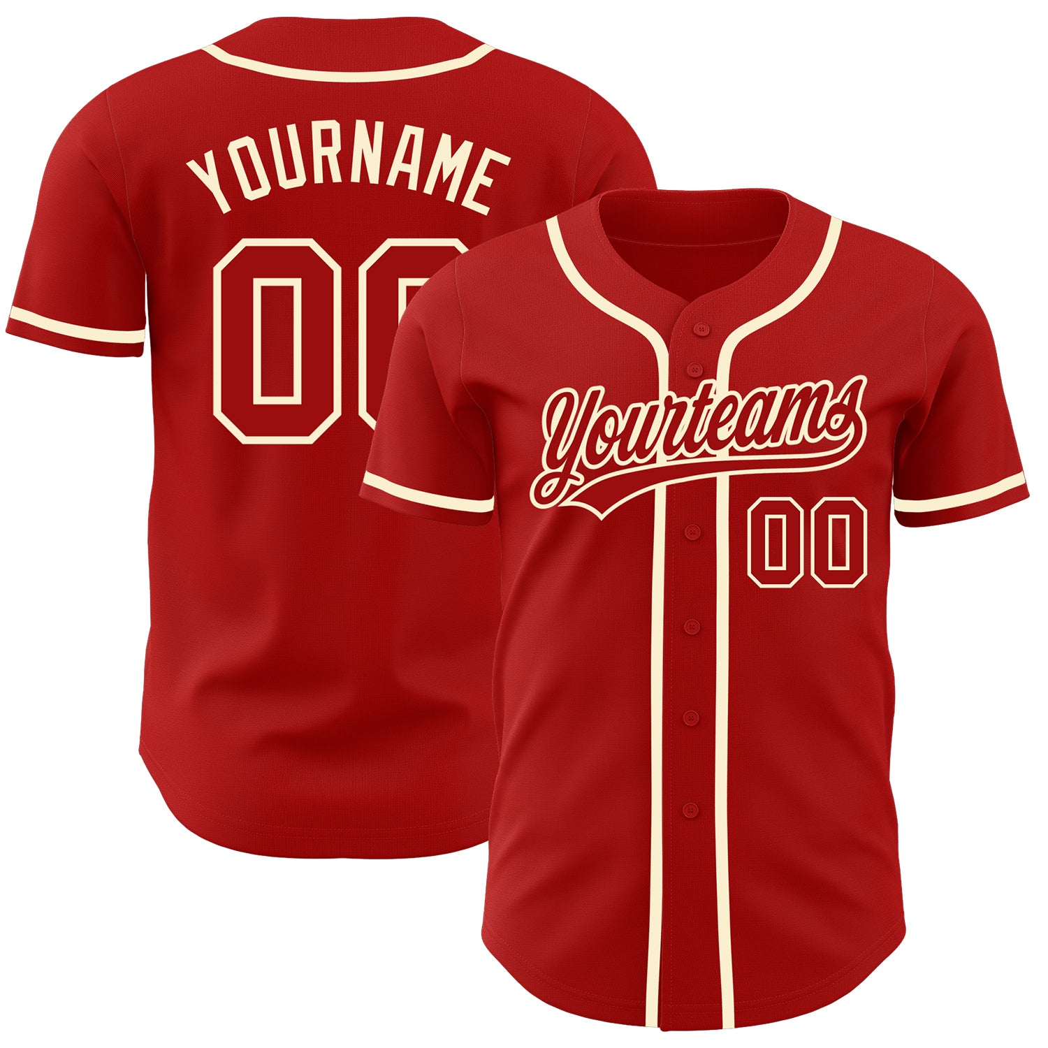 Custom Red Red-Cream Authentic Baseball Jersey Custom Red Cream Baseball Jersey - Authentic MLB Style Sports Apparel Custom Red Red-Cream Authentic Baseball Jersey
