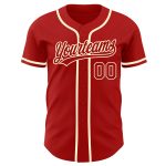Custom Red Cream Baseball Jersey - Authentic MLB Style Sports Apparel Custom Red Red-Cream Authentic Baseball Jersey