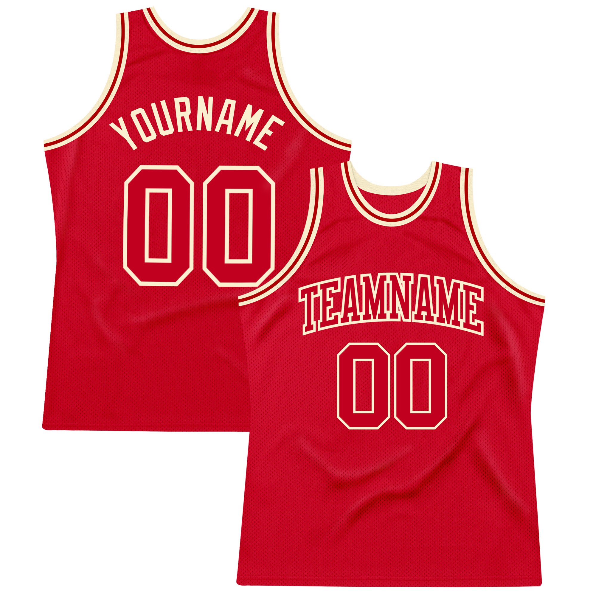 Custom Red Red-Cream Authentic Throwback Basketball Jersey Authentic Throwback Basketball Jersey Custom Red Cream Design Custom Red Red-Cream Authentic Throwback Basketball Jersey