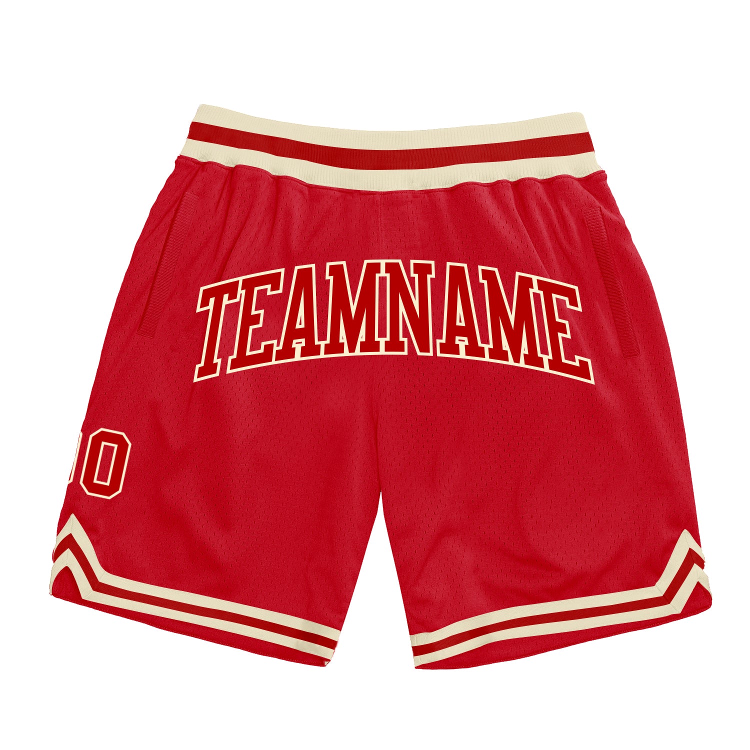 Custom Red-Cream Authentic Basketball Shorts | Throwback Style Sportswear Custom Red Red-Cream Authentic Throwback Basketball
