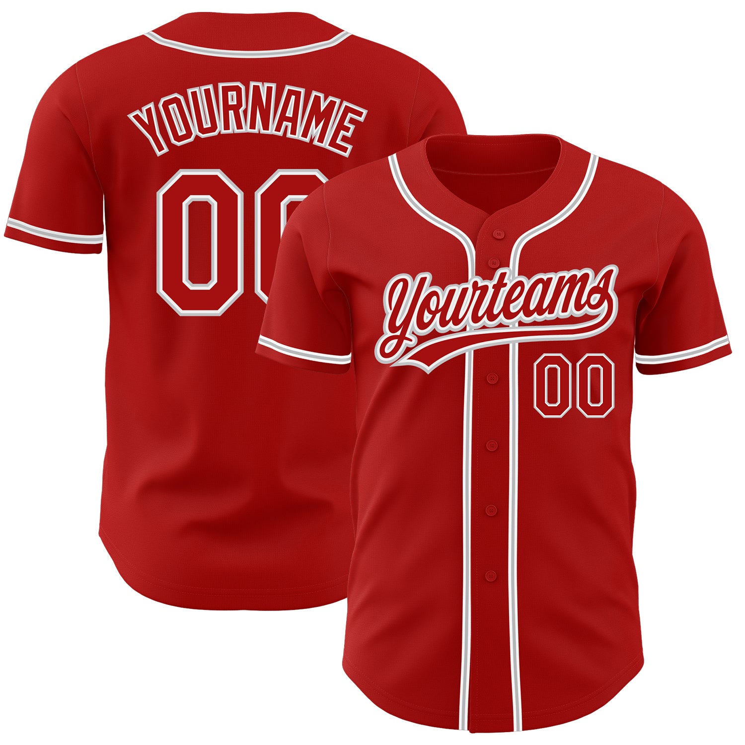 Custom Authentic Baseball Jersey - Red and Gray Design, Perfect for Fans and Players Custom Red Red-Gray Authentic Baseball