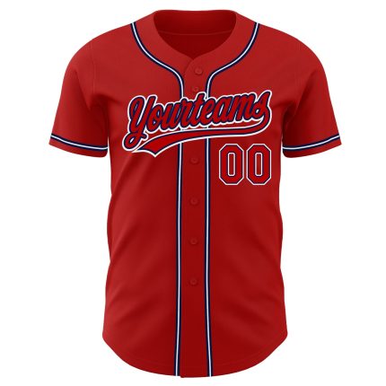 Custom Red-Navy Baseball Jersey - Authentic Team Apparel for Fans and Players Custom Red Red-Navy Authentic Baseball Jersey