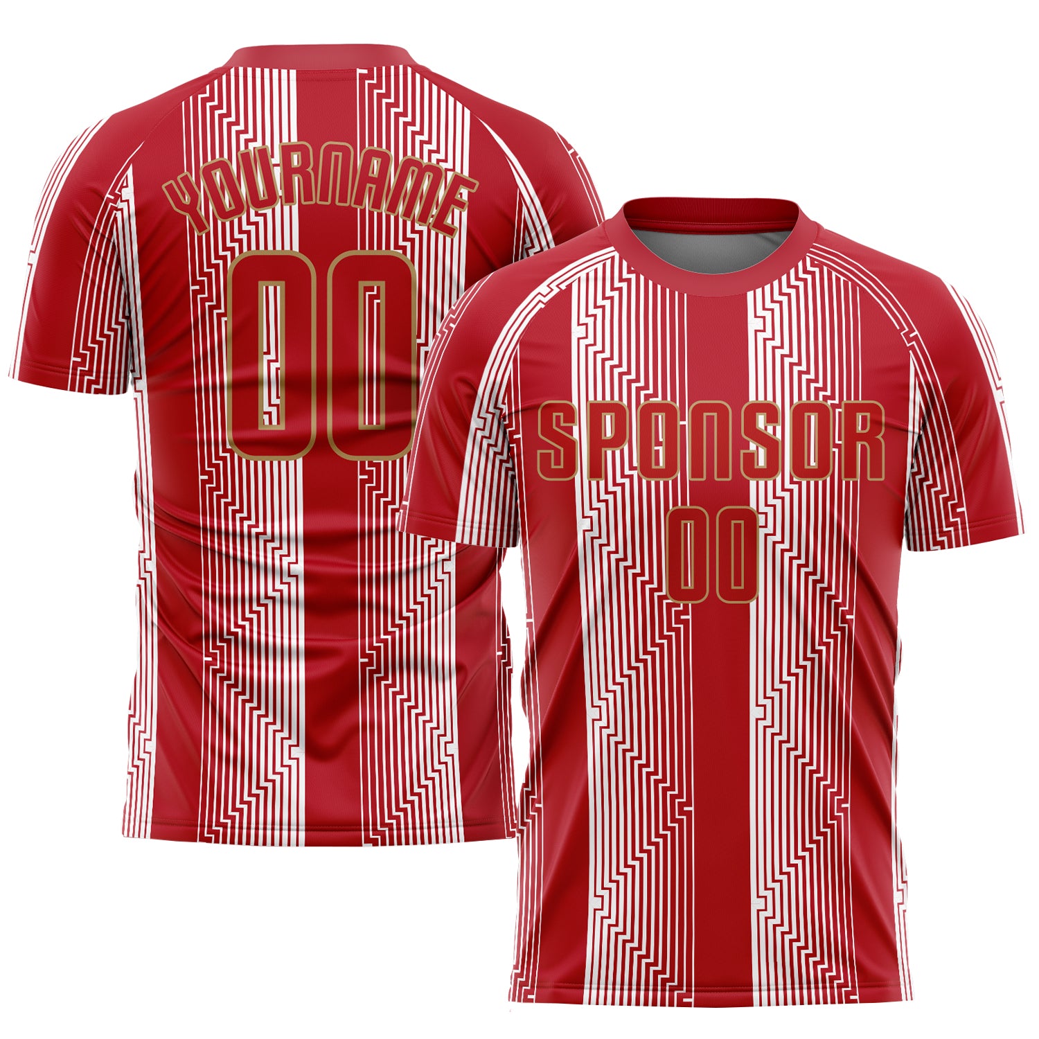 Custom Red and Old Gold Soccer Jersey - Sublimation Uniform for Teams Custom Red Red-Old Gold Sublimation Soccer Uniform