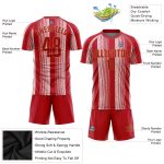 Custom Red and Old Gold Soccer Jersey - Sublimation Uniform for Teams Custom Red Red-Old Gold Sublimation Soccer Uniform