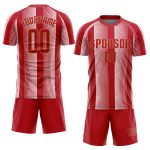Custom Red and Gold Sublimation Soccer Jersey for Men and Women - Style 7300 Custom Red Red-Old Gold Sublimation Soccer Uniform