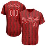 Red White 3D Pattern Authentic Baseball Jersey - Custom Design for Ultimate Fan Style Custom Red Red-White 3D Pattern Design