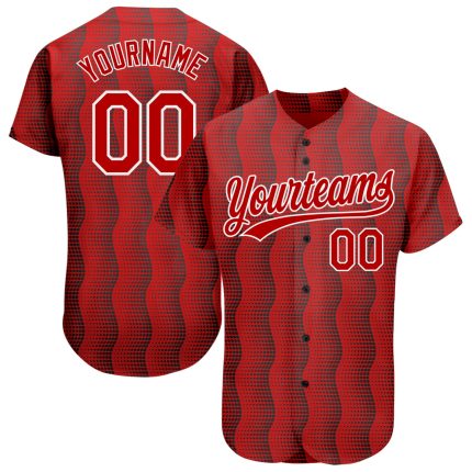 Red White 3D Pattern Authentic Baseball Jersey - Custom Design for Ultimate Fan Style Custom Red Red-White 3D Pattern Design