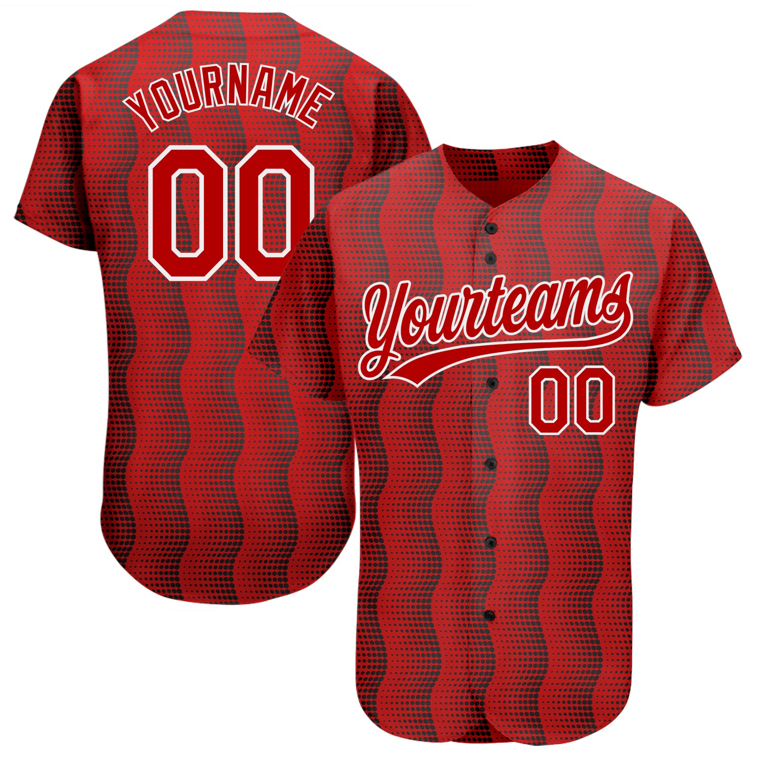 Custom Red Red-White 3D Pattern Design Authentic Baseball Jersey Red White 3D Pattern Authentic Baseball Jersey - Custom Design for Ultimate Fan Style Custom Red Red-White 3D Pattern Design