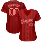 Red White 3D Pattern Authentic Baseball Jersey - Custom Design for Ultimate Fan Style Custom Red Red-White 3D Pattern Design