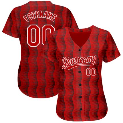 Red White 3D Pattern Authentic Baseball Jersey - Custom Design for Ultimate Fan Style Custom Red Red-White 3D Pattern Design