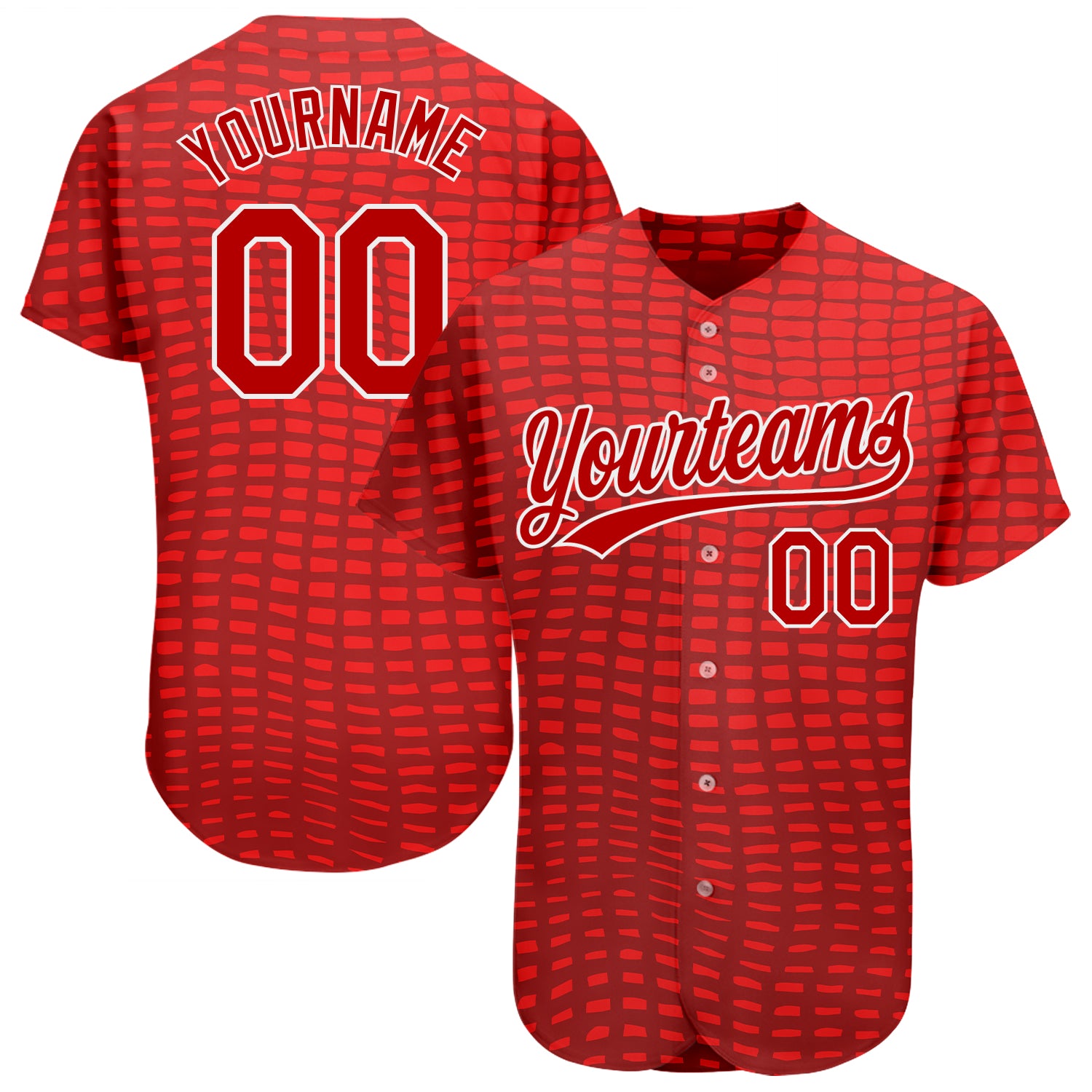 Custom Red White 3D Pattern Baseball Jersey Authentic Style 3028 Custom Red Red-White 3D Pattern Design Authentic Baseball