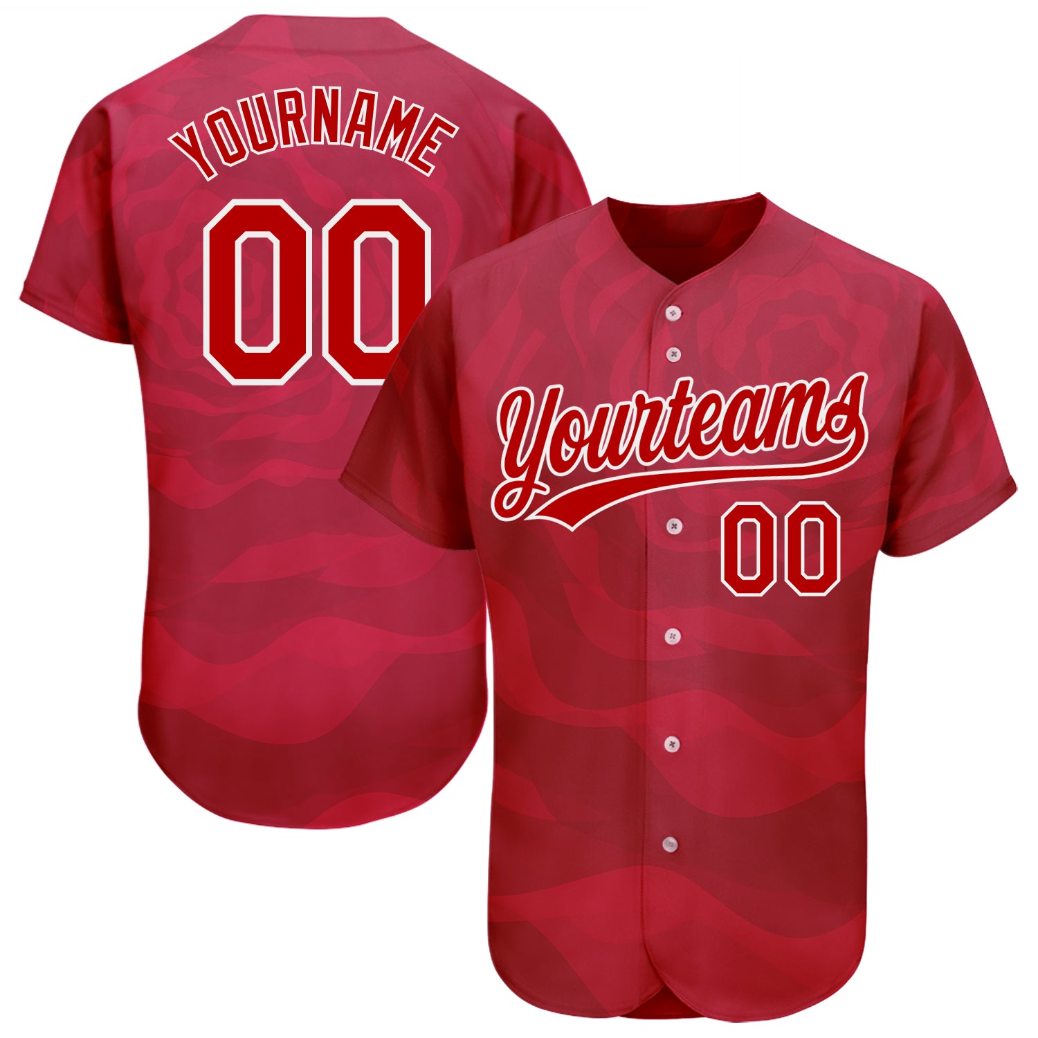 Custom Red White 3D Pattern Baseball Jersey - Authentic Style 3131 Custom Red Red-White 3D Pattern Design Authentic Baseball