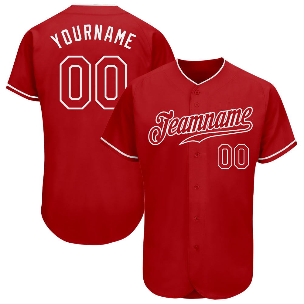 Custom Red White Authentic Baseball Jersey for Men - Personalized Team Apparel Custom Red Red-White Authentic Baseball Jersey