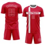 Danish Flag Soccer Jersey - Custom Red and White Sublimation Uniform Custom Red Red-White Sublimation Danish Flag Soccer