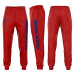 Custom red and royal fleece joggers