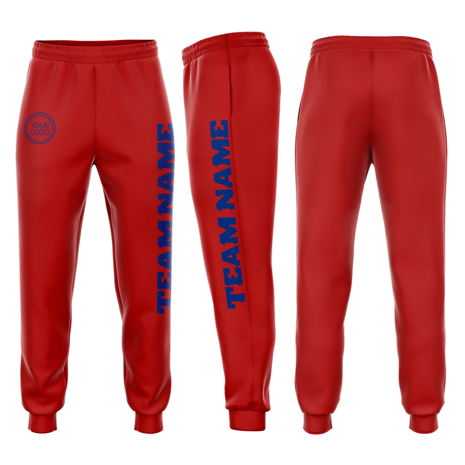 Custom red and royal fleece joggers