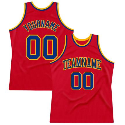 Custom Red Royal-Gold Basketball Jersey - Authentic Throwback Sportswear Custom Red Royal-Gold Authentic Throwback Basketball