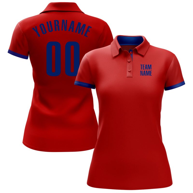 Red Royal Performance Golf Polo Shirt - Customizable Mens Activewear Custom Red Royal Performance Golf Polo Shirt