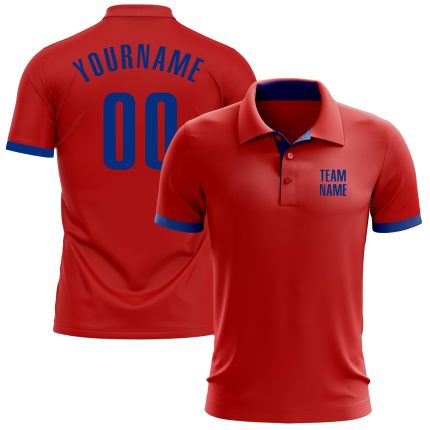 Red Royal Performance Golf Polo Shirt - Customizable Mens Activewear Custom Red Royal Performance Golf Polo Shirt