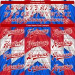 Custom Red and White 3D Pattern Bomber Varsity Letterman Jacket Full-Snap Custom Red Royal-White 3D Pattern Design Bomber