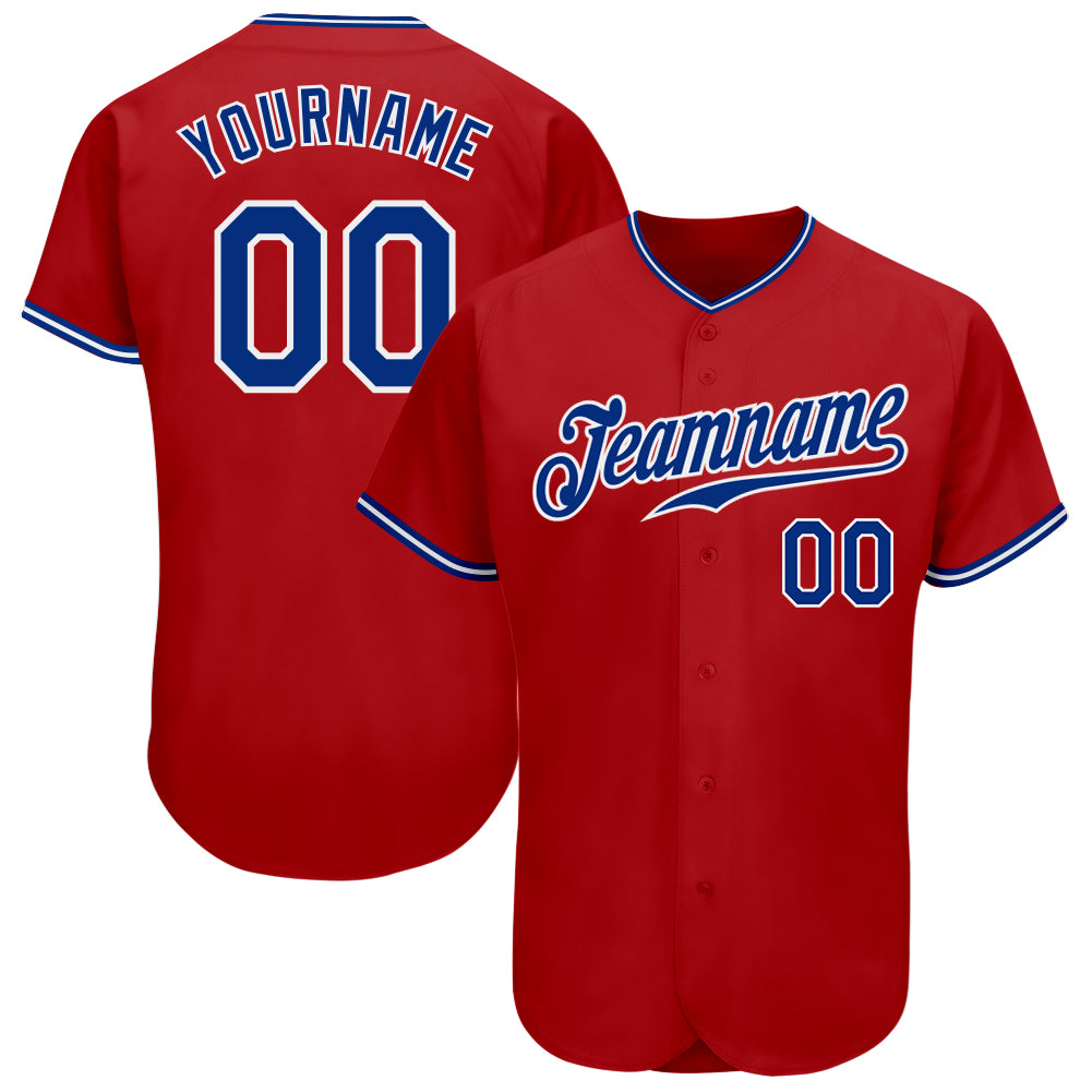 Authentic Custom Red Royal-White Baseball Jersey for Fans and Players Custom Red Royal-White Authentic Baseball Jersey