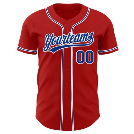 Custom Red Authentic Baseball Jersey - Royal White Style 9372 Custom Red Royal-White Authentic Baseball Jersey Style 9372