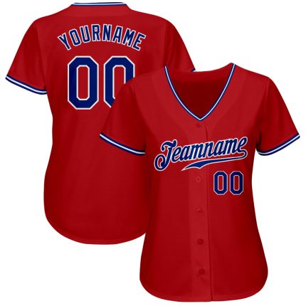 Authentic Custom Red Royal-White Baseball Jersey for Fans and Players Custom Red Royal-White Authentic Baseball Jersey