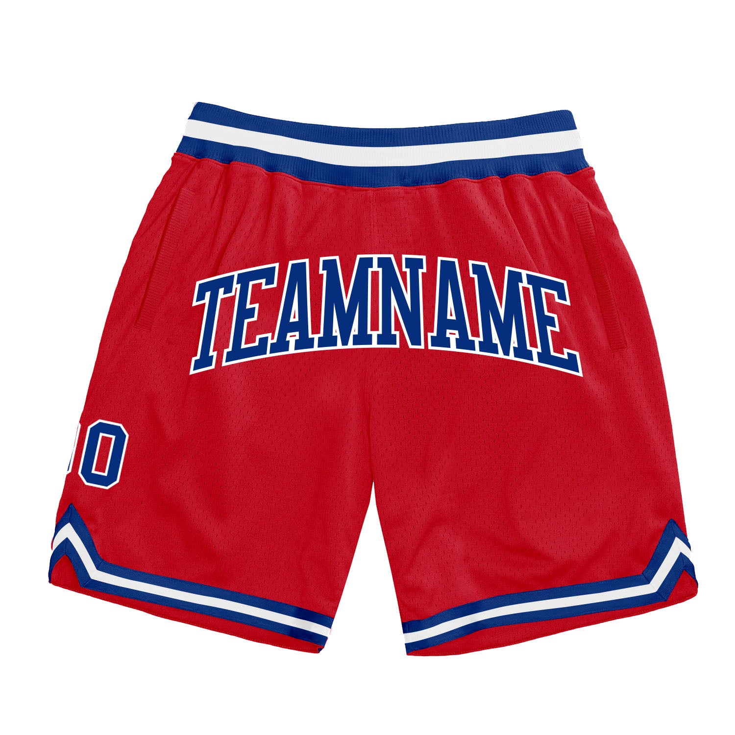 Custom Red Royal White Authentic Basketball Shorts - Throwback Style Custom Red Royal-White Authentic Throwback Basketball