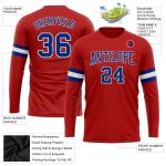 Custom Long Sleeve Performance T-Shirt - Red Royal White Design Custom Red Royal-White Long Sleeve Performance T-Shirt