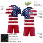 Custom Red White Sublimation American Flag Soccer Jersey Uniform Custom Red Royal-White Sublimation American Flag Soccer