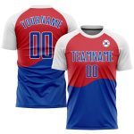 Custom South Korean Flag Jersey - Red Royal-White Sublimation Soccer Uniform Custom Red Royal-White Sublimation South Korean