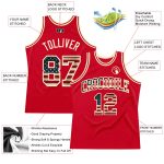 Custom Red Vintage USA Flag Basketball Jersey - Cream Authentic Throwback Style Custom Red Vintage USA Flag-Cream Authentic