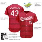 3D Pattern Red White Baseball Jersey - Custom Design Style 5806 Custom Red White 3D Pattern Design Authentic Baseball Jersey