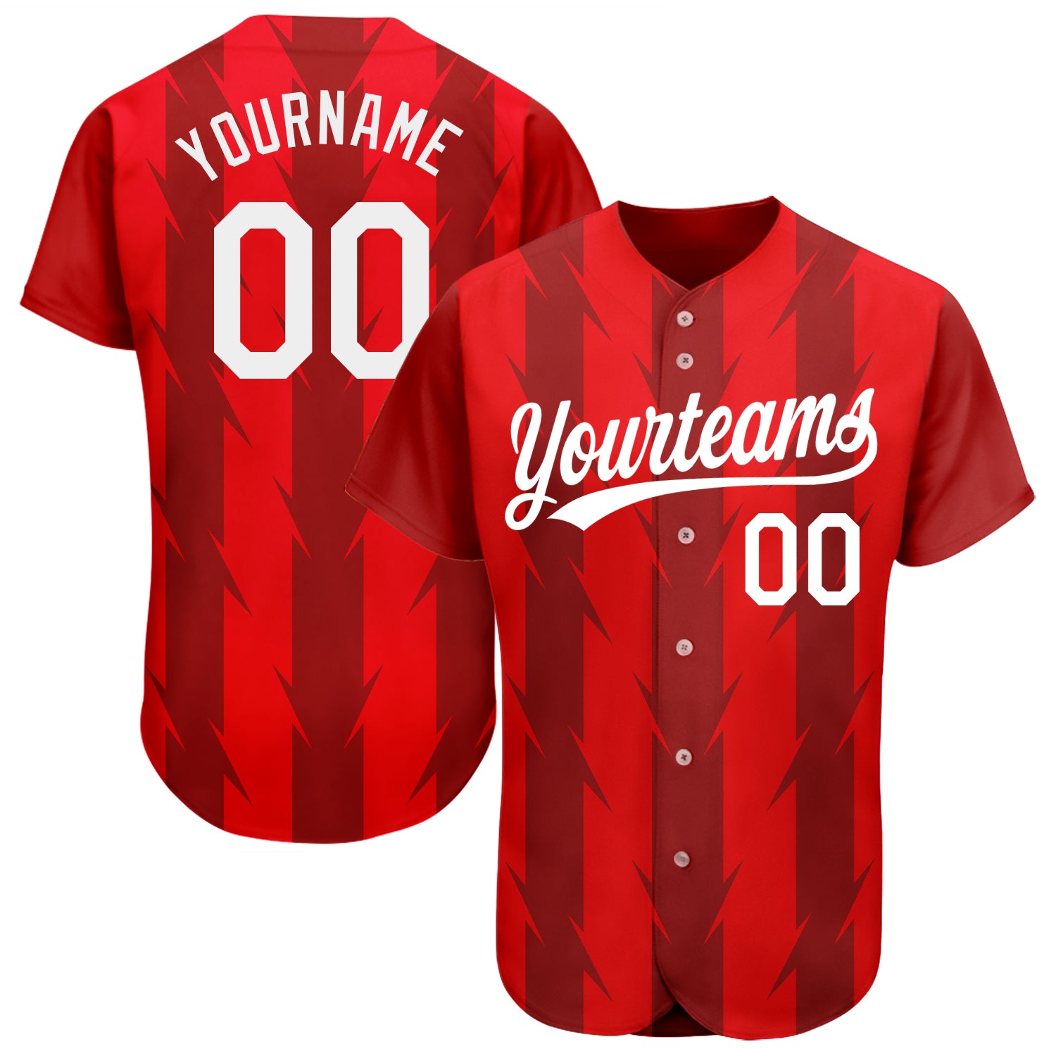 Custom 3D Pattern Authentic Baseball Jersey - Red White Design Style 9779 Custom Red White 3D Pattern Design Authentic Baseball