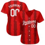 Custom 3D Pattern Authentic Baseball Jersey - Red White Design Style 9779 Custom Red White 3D Pattern Design Authentic Baseball